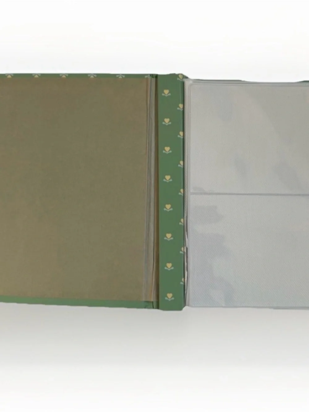 Vintage Sage Green Calico Hearts Photo Album Brag Book Lot of 2 Cottagecore READ